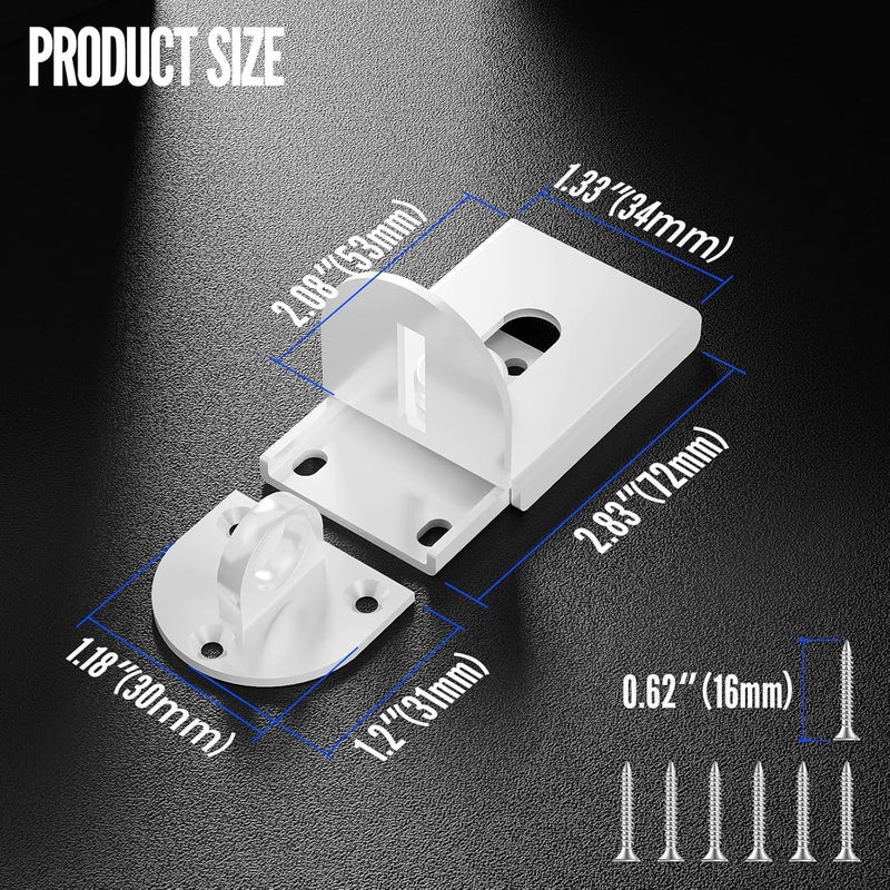 GMSP Sliding Door Lock, 90 Degree Door Hasp Latch Lock, Stainless Steel Security Right Angle Padlock with Screws for Push/Sliding/Barn Doors (1PC, White, Medium) - Image 2
